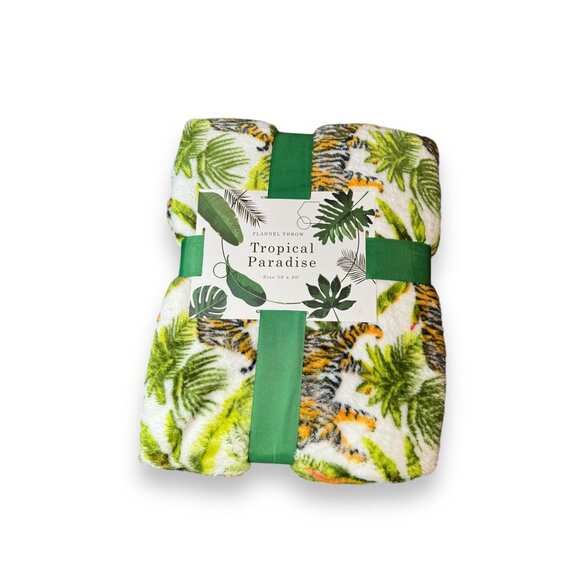 Other - Flannel Throw Blanket Tropical Paradise 50" x 60" Polyester Jungle Print